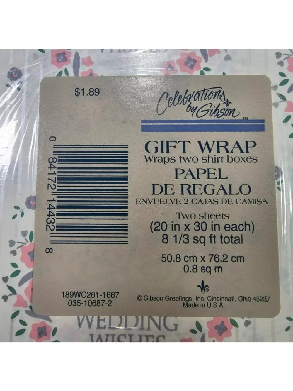 Celebrations By Gibson Set of 2 Vintage Wedding Wishes Gift Wrap 4 Sheets 20x30